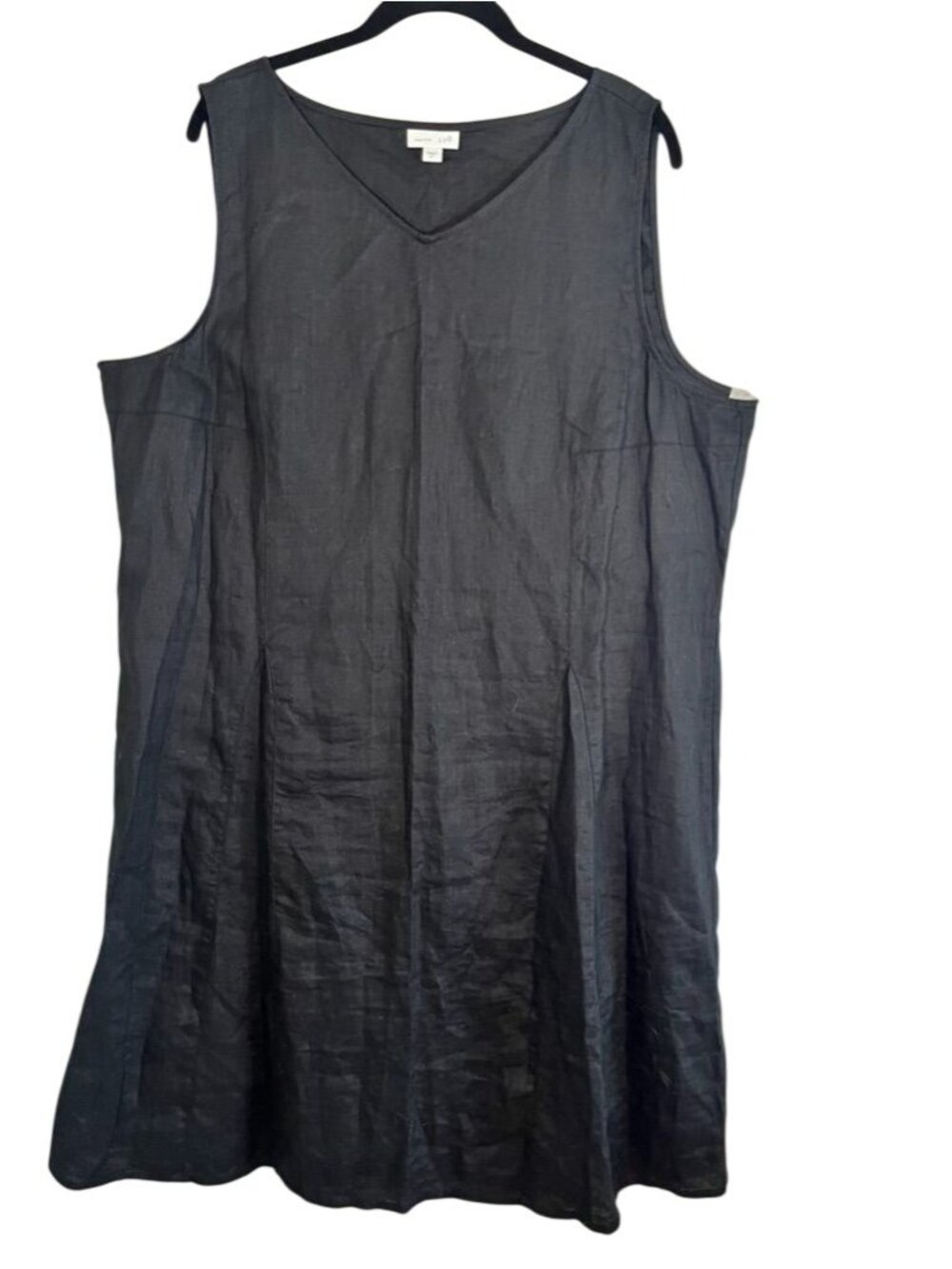 J. Jill Linen Tank Dress Black XL Neutral Minimalist Preppy Resort Lagen Classic